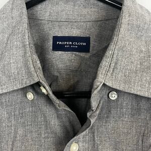 Proper Cloth 100% Cotton Medium Grey Dress Shirt Long Sleeve